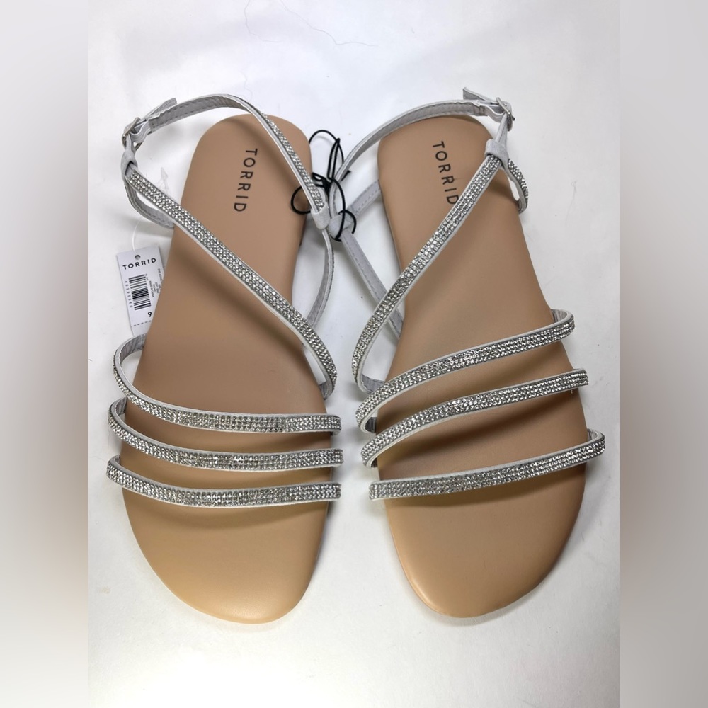 NWT TORRID Embellished Asymmetric StrappySandal (WW) Size 9WW